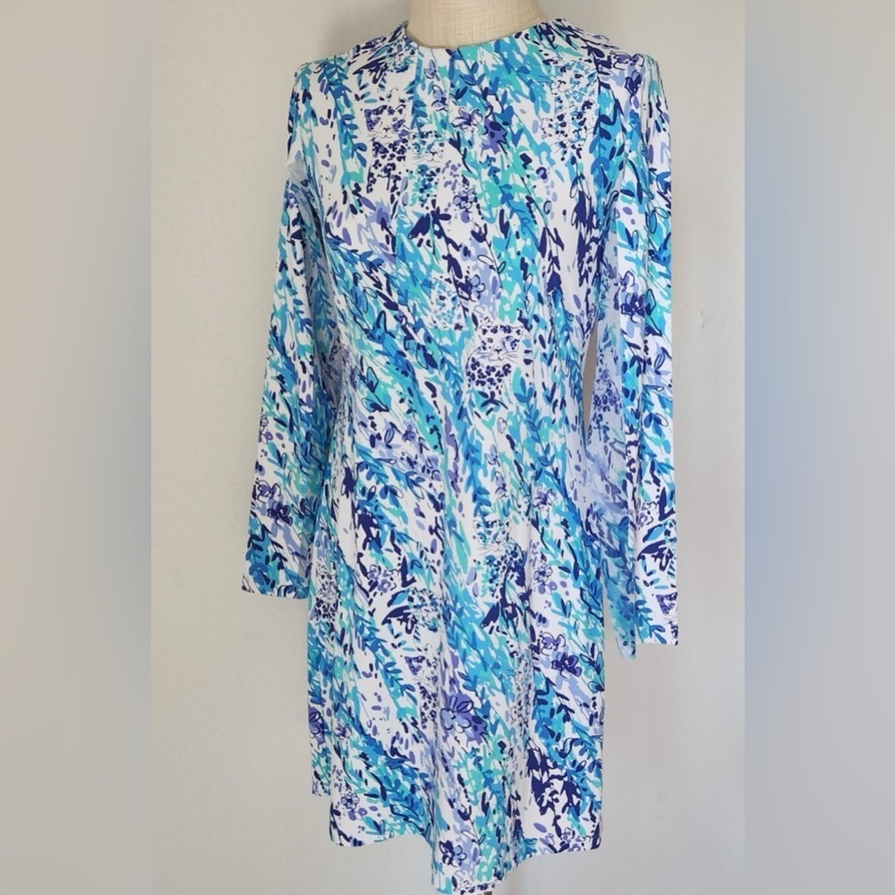 NWT IBKUL UPF 50+ Golf Dress Long Sleeve Zip-Crew Neck Cat Cay Navy Seafrom Sz.M - Picture 1 of 8